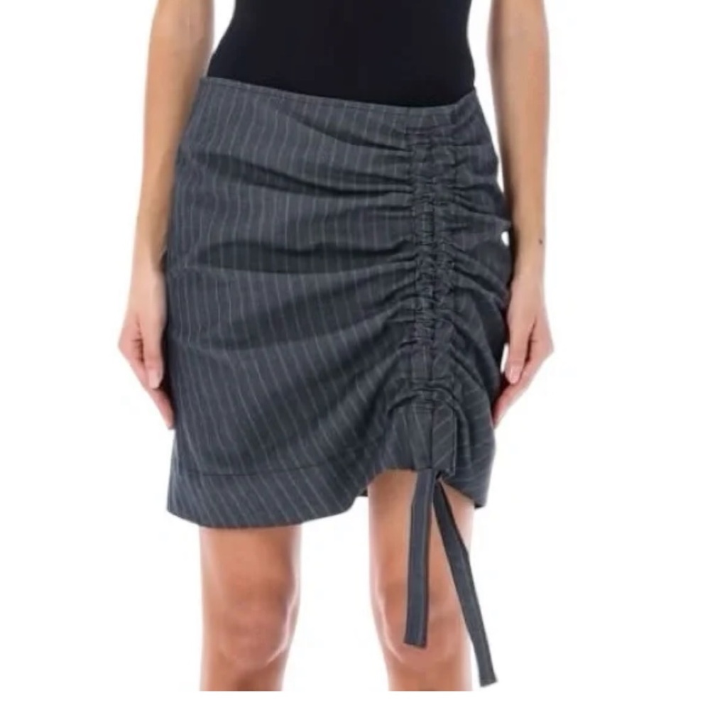 GANNI NWT Sky Captain pinstripe ruched mini skirt